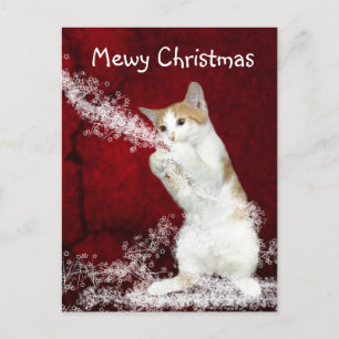 Kat kerstmis feestdagenkaart