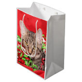 Kat kerstmis medium cadeauzakje (Voorkant Gekanteld)