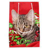 Kat kerstmis medium cadeauzakje (Achterkant)