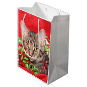 Kat kerstmis medium cadeauzakje (Achterkant Gekanteld)