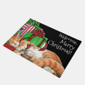 Kat Kerstmis Welkom Mat (Schuin)