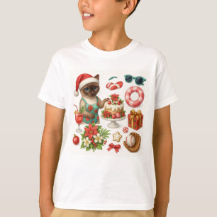 Kat Kerstmis Zomer Juli Pool Party T-shirt