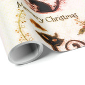 Kat kerstpapier cadeaupapier (Rol Hoek)