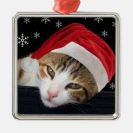 Kat kerstversiering metalen ornament