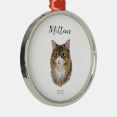 Kat kerstversiering metalen ornament (Rechts)