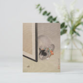Kat kijkt naar een spin | Oide Tōkō Briefkaart (Staand voorkant)