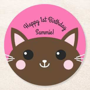 Kat Kind Kat bij geboorte-partij Ronde Kartonnen Onderzetter