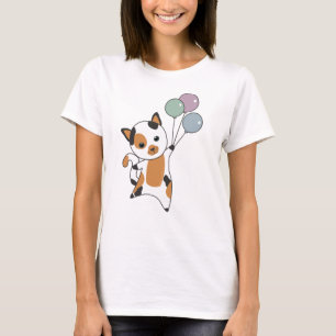 Kat Kitten Balloons Zoete dieren Tricolor T-shirt
