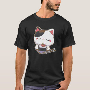 Kat Kitten Eet Japans Sushi Maki Eetstokjes T-shirt