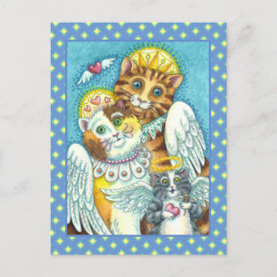 KAT-, KITTEN- EN MUISANGELS IN HEAVEN-, HALO- EN W BRIEFKAART