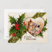 Kat Kitten Hart Shamrock Holly Briefkaart (Voorkant / Achterkant)