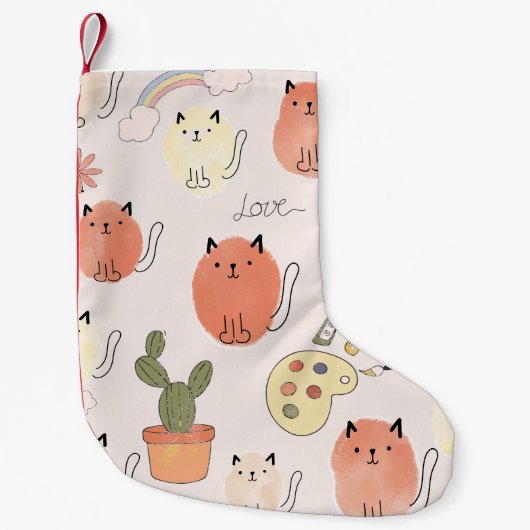 Kat kitten katten: schattig dierpatroon kleine kerstsok (Voorkant)