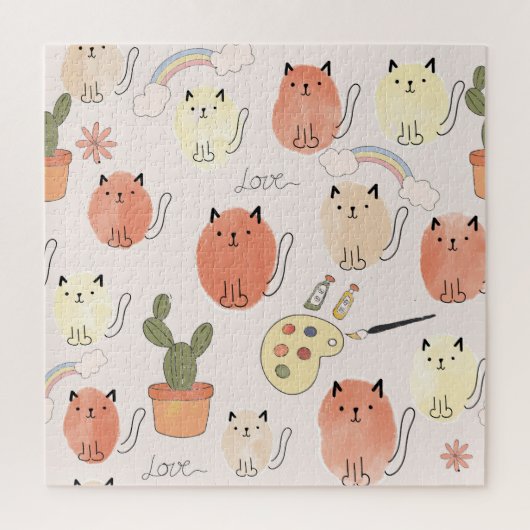 Kat kitten katten: schattig dierpatroon legpuzzel (Verticaal)