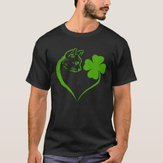 Kat  Kitten St. Patrick's Dag Shamrock Iers  Hart T-shirt