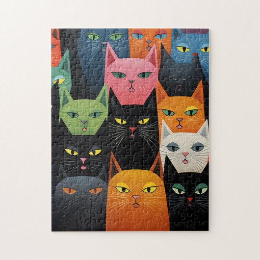 KAT KLEURRIJKE KATTEN KUNST PUZZEL (Verticaal)