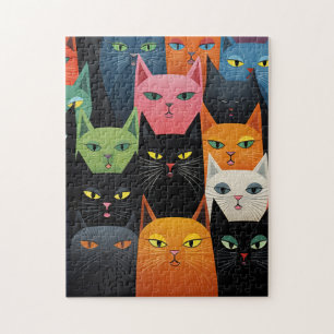 KAT KLEURRIJKE KATTEN KUNST PUZZEL