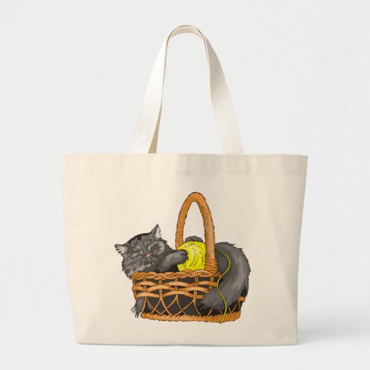 Kat Kneedbalzak Grote Tote Bag (Voorkant)