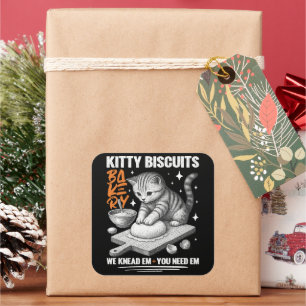 Kat Kneeddeeg Bakker Kitty Biscuits Wij Kneten Ze Vierkante Sticker