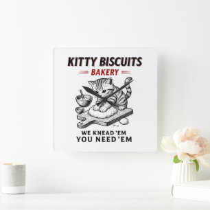 Kat koekjes bakkerij vierkante klok