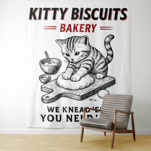Kat koekjes bakkerij wandkleed