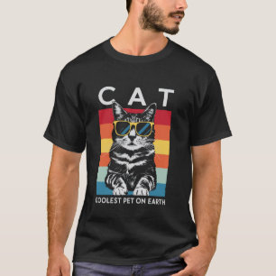 Kat Koelste Huisdier Op Aarde Retro Zonnebril Grap T-shirt