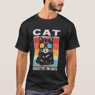 Kat Koelste Huisdier Op Aarde Retro Zonnebril Grap T-shirt