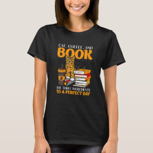 Kat Koffie En Boek Hij Drie Ingrediënten O Een Per T-shirt