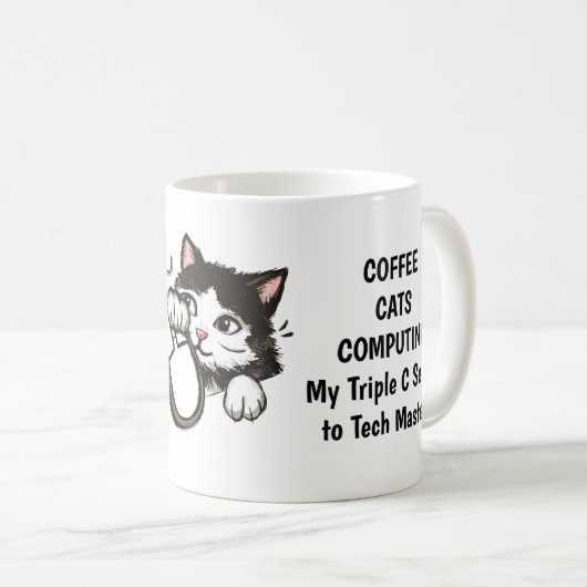 Kat, koffie en computer Mok (Voorkant rechts)