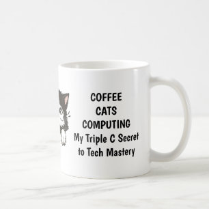 Kat, koffie en computer Mok
