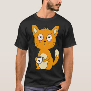 Kat Koffie Kat Late Sleeper Ochtend Groep Koffie D T-shirt