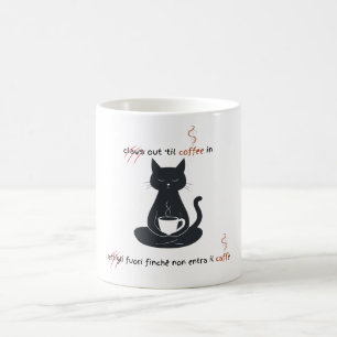 Kat + Koffie = Klauwen” Minimalistisch ontwerp Koffiemok