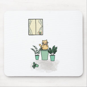 Kat Koffievenster Planten Planten Groen Muismat