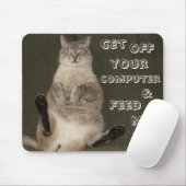 Kat "KRIJG DE COMPUTER UIT EN VOER ME" Mousepad Muismat (Met muis)