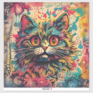  kat kunst, Louis Wain stijl, mooie Pop Sticker