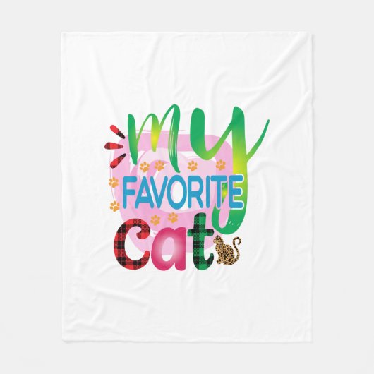 Kat Kunst Mijn favoriete kat Fleece Deken (Voorkant)