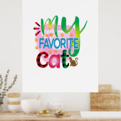 Kat Kunst Mijn favoriete kat Poster (Keuken)