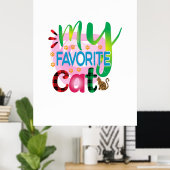 Kat Kunst Mijn favoriete kat Poster (Thuiskantoor)