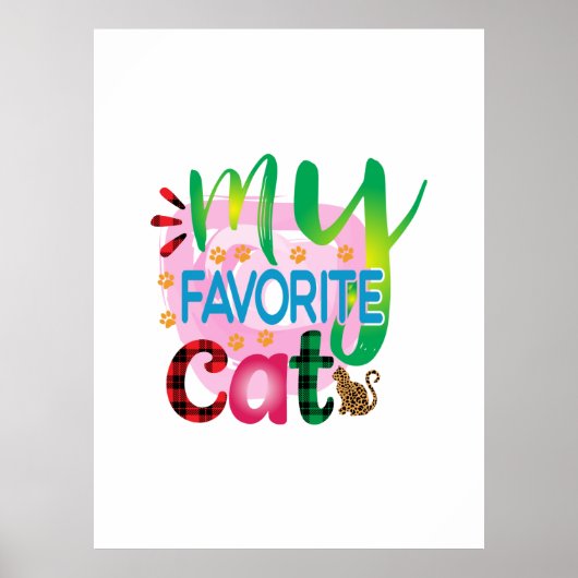 Kat Kunst Mijn favoriete kat Poster (Voorkant)