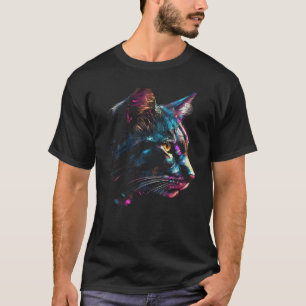 Kat Kunstwerk Portret Kleurrijke Dier Kat T Shirt