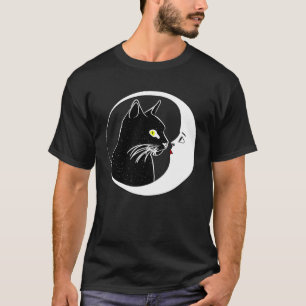 Kat Kust Halvemaan Gezicht Esoterische Wicca Thema T-shirt