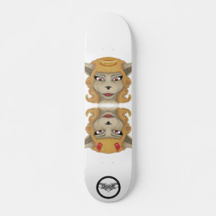 Kat kwaadaardige engel schattige dieren illustrati skateboard