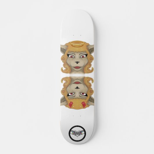 Kat kwaadaardige engel schattige dieren illustrati skateboard (Voorkant)