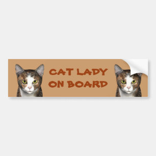 Kat Lady Aan Boord Bumpersticker