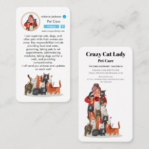 Kat Lady Pet Sitting Care Instagram geïnspireerd Visitekaartje