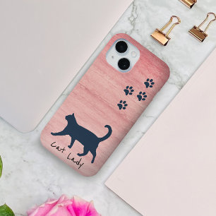 Kat Lady Rustic Pink-telefoontas voor haar iPhone 12 Hoesje
