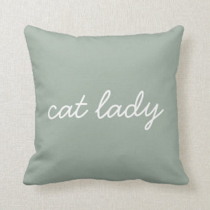 Kat Lady Simple Moderne Script Lettering Sage Gree Kussen