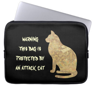 Kat-laptophoes met waarschuwing laptop sleeve