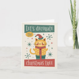 Kat - Laten we de kerstboom versieren Kaart