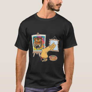 Kat Leeuw Dier Tekening Verf Schilder T-shirt
