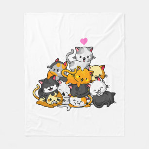 Kat Leuk Kat Stapel Katten Anime Kawaii Neko Gift Fleece Deken